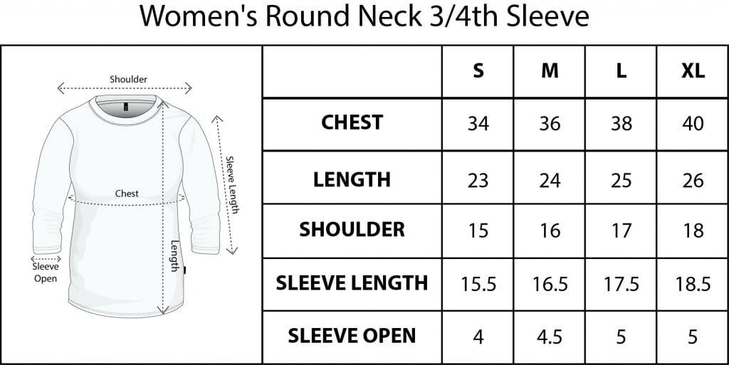 Qikink Women's Round Neck 3/4th Sleeve