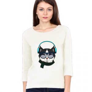 Cat-With-Headphone-T-Shirt-Women-DudsOutfit