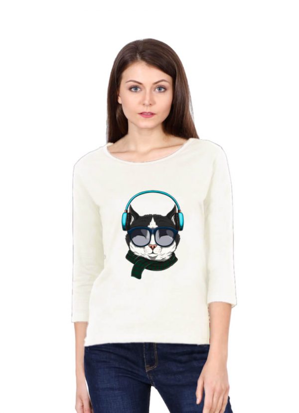 Cat-With-Headphone-T-Shirt-Women-DudsOutfit